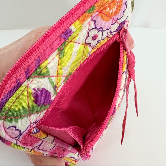 Vera Bradley Mini Zip Zip-Around Pink Floral Feminine Preppy Wallet Clementine - Picture 5 of 7